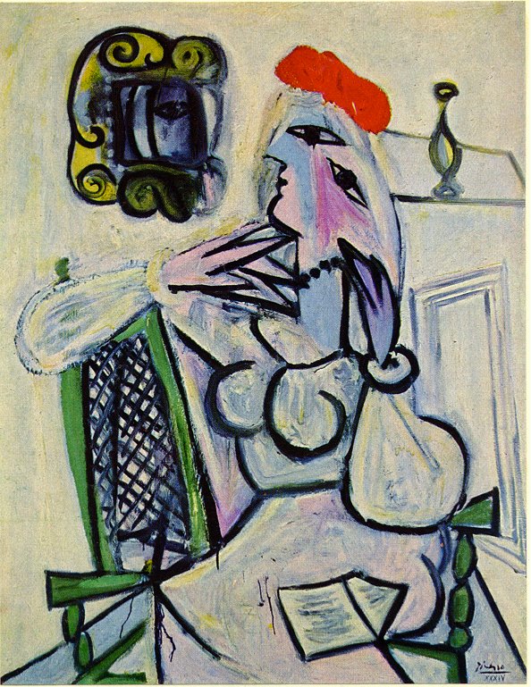Picasso Woman with red hat 1934